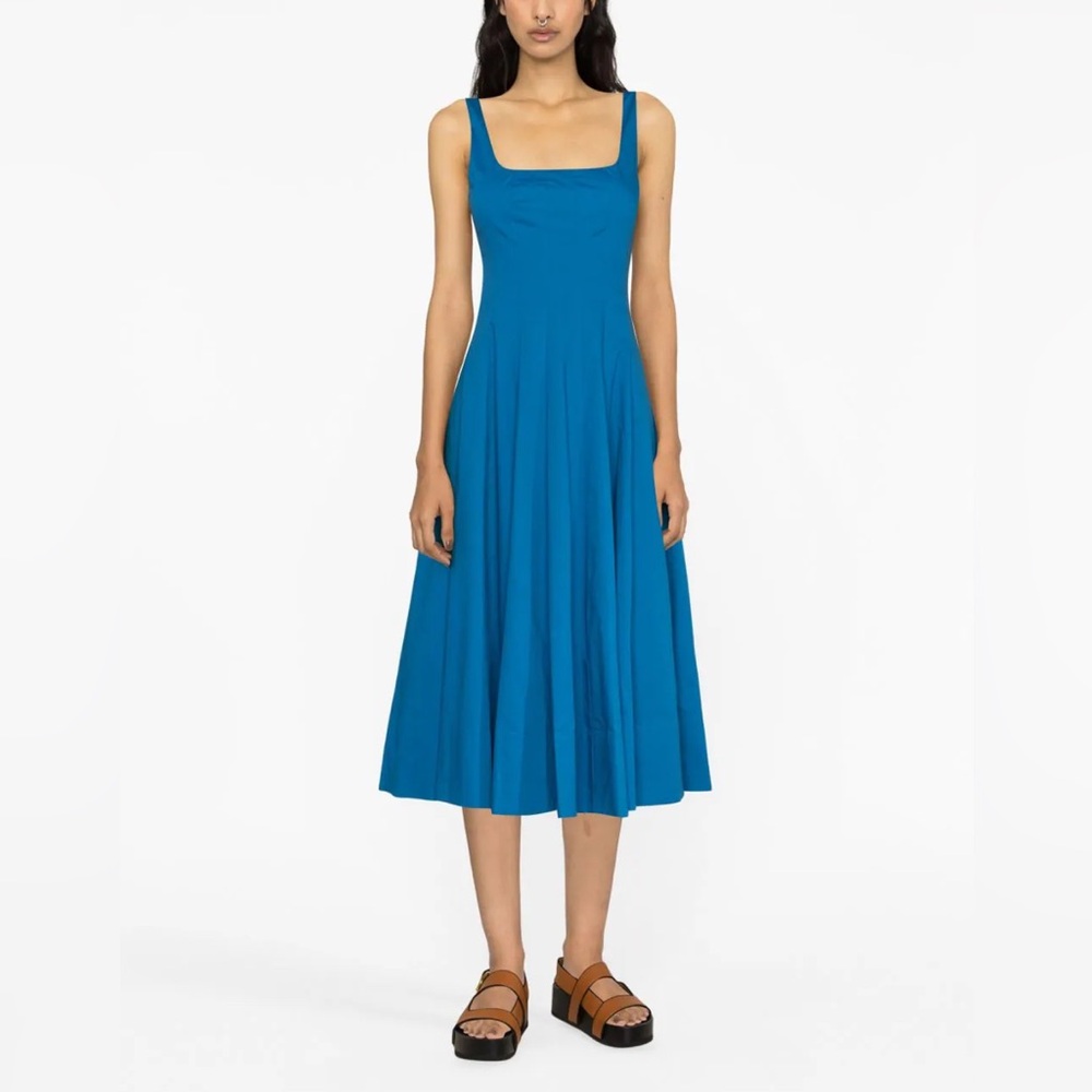 STAUD Well Midi Dress Island Blue Size 4